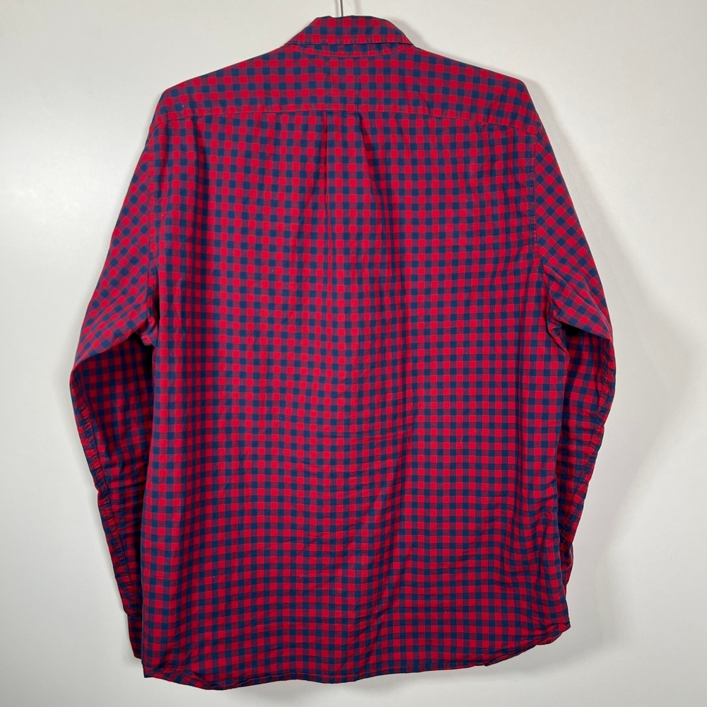 J.Crew Gingham Shirt Mens XLT Extra Large Tall Red Navy Blue Classic - Picture 4 of 5